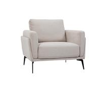Miliboo MOSCO - Sillón de diseño de tela, efecto terciopelo texturizado, color beige y metal, color negro