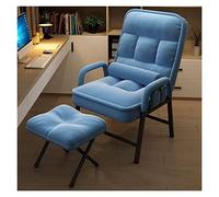Sillón moderno de terciopelo con respaldo ajustable, cómodo sillón para sala de estar y dormitorio, sofá perezoso, color azul