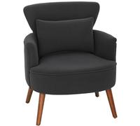 Sillón moderno HOMCOM, sillón decorativo tapizado en pana con asiento acolchado grueso, cojín lumbar, patas de madera de caucho, sillón mullido para salón, dormitorio y oficina, negro.