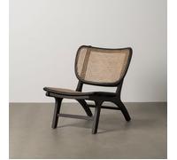 Sillón Negro Ratán/Madera Salón 84 X 58 X 74 cm