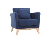 Sillón nórdico azul oscuro patas madera clara OSLO