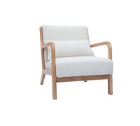 Sillón nórdico de borreguillo blanco y madera clara maciza DERRY