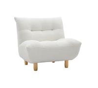 Sillón nórdico de borreguillo blanco y madera clara YUMI