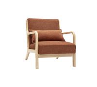 Sillón nórdico de tejido efecto aterciopelado terracota y madera clara maciza DERRY