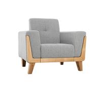 Sillón nórdico gris claro con patas de madera FJORD