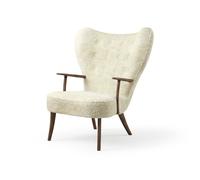 Sillón Nórdico Pragh Cálido de Piel de Oveja Marfil/roble Ahumado Aceitado