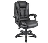 Sillón o Silla de Oficina Director cómodo con Ruedas ergonómico reclinable Piel sintética Acolchado y Giratorio. para Escritorio Oficina Grande Elegante. Ejecutiva. Estudio o Videojuego.