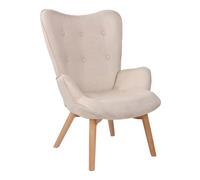 Sillón orejero nórdico durham tela crema 77x71x100 cm