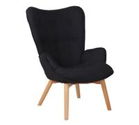 Sillón orejero nórdico durham tela negro 77x71x100 cm