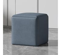 Sillón otomano apilable 5 en 1 con forma de cubo, taburetes apilables, taburete cuadrado de tela tecnológica, reposapiés con ruedas giratorias for sala de estar, comedor(Dark Blue,35CM/13.8INCH)