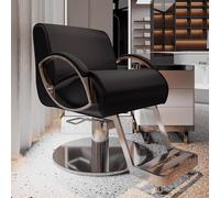Sillon Peluqueria Profesional con Cuscino a Molla Rotazione di 360° Sollevamento Libero Poltrona da Salone In Pelle con Base y Reposapiés de Acero Inoxidable Plateado(Black)