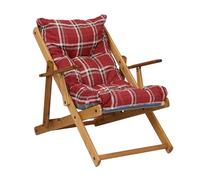 Sillón plegable de madera de abeto con 3 posiciones, cojín de tela acolchada para salón o jardín, fabricado en Italia - Relax (Rojo)