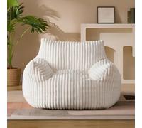 Sillón puf gigante para adultos,sillón puf de felpa con reposabrazos,sofá puf de felpa extragrande y cómodo sin huesos,sillón perezoso,adecuado para dormitorio,sala de estar y dormitorio White