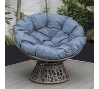 Sillón PureHaven 92x80x80,5 Cm Cojín Redondo Giratorio 360 Grados Marrón/Azul