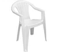 Sillón Ratak con respaldo bajo, monobloque, apilable, color blanco, acabado mate, 56 x 54 x 79 (alt) cm, polipropileno, decoración interior exterior, jardín, balcón o terraza, fabricado en Italia