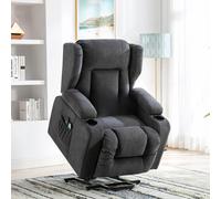 Sillón reclinable COMHOMA, sillón de masaje con elevación y superficie de tela, sillón elevador eléctrico, sillón para TV, sillón con elevación y función reclinable, tela Brown