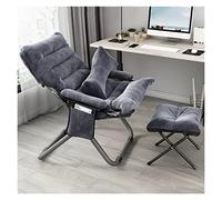 Sillón reclinable con otomana, silla de ocio individual amarilla con reposapiés y bolsillo lateral, silla plegable y cómoda para dormitorio u oficina