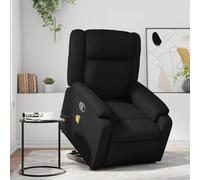Sillón reclinable de Masaje de pie Cuero Artificial Negro,Sillón Reclinable Eléctrico con Vibración y Función Levantapersonas Cómodo y Práctico Salón, Sillones