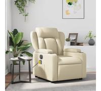 vidaXL Sillón reclinable de Masaje Cuero sintético Crema