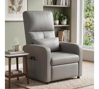 Sillón reclinable eléctrico con masaje y calor - Respaldo alto ergonómico - Tapizado en piel sintética PU - Asiento acolchado, soporte lumbar - Puerto USB y bolsillos laterales gris estándar UE