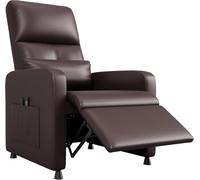 Sillón Reclinable Eléctrico para Adultos: Sofá Individual Ergonómico De Piel Sintética, Reclinación Ajustable, Asiento Acolchado, Brazos Anchos, Respaldo Alto y Bolsillo Lateral.
