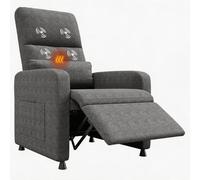 Sillón reclinable eléctrico, silla de masaje 90°-165°, sillones relax eléctricos con calefacción, 4 puntos de masaje, 2 memorias de posición, reposapiés, bolsillos laterales, carga máxima 180 kg, gris