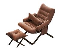 Sillón reclinable ergonómico marrón con reposapiés, respaldo ajustable de 3 posiciones, silla plegable relajante, cojín de apoyo lumbar y bolsa de almacenamiento para sala de estar