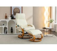 Sillón reclinable giratorio con otomana, silla de masaje con vibración y calor de 5 puntos, silla giratoria de 360° con respaldo ajustable y piel sintética