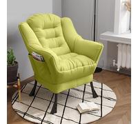 Sillón reclinable moderno con bolsillo, cómodo sillón perezoso para sala de estar, sofá reclinable con marco de acero y asiento tapizado, color verde