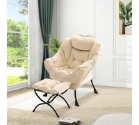 Sillón reclinable moderno con reposapiés plegable - Grandeza y cómodo con reposabrazos - Respaldo acolchado y bolsillo lateral - Para sala, dormitorio, oficina o lectura - Terciopelo holandés HLR-4