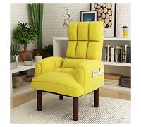Sillón reclinable moderno de mediados de siglo de tela para dormitorio, cómodo sillón tapizado con color amarillo, ideal para sala de estar u oficina