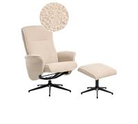 Sillón reclinable Moderno Giratorio con tapizado de bouclé con reposapiés Beige Japet