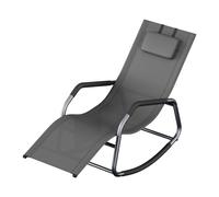 Sillón Reclinable para Exterior, Tumbona Mecedora de Tela Transpirable con Estructura de Acero, Bolsillo de Almacenamiento, de Jardín