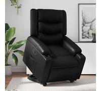 Sillón reclinable y elevable eléctrico cuero sintético negro,Sillón reclinable eléctrico con elevador Butaca eléctrica reclinable para personas mayores Elevación automática y ajuste de respaldo y repo