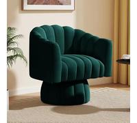 Sillón redondo giratorio de 360 grados en tela de terciopelo para sala de estar, dormitorio, oficina, amplio acolchado y cómodo