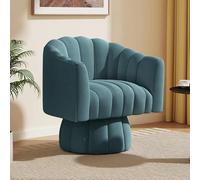 Sillón redondo giratorio de 360 grados en tela de terciopelo para sala de estar, dormitorio, oficina, amplio acolchado y cómodo