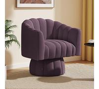 Sillón redondo giratorio de 360 grados en tela de terciopelo para sala de estar, dormitorio, oficina, amplio acolchado y cómodo