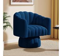 Sillón redondo giratorio de 360 grados en tela de terciopelo, para sala de estar, dormitorio, oficina, silla acolchada ancha y esponjosa