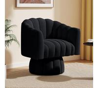 Sillón redondo giratorio de 360 grados en tela de terciopelo, para sala de estar, dormitorio, oficina, silla acolchada ancha y esponjosa