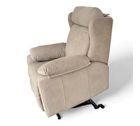 Sillon Relax Reclinable Electrico, Gravedad Cero | Desenfundable, Estructura de Madera de Pino, Puerto USB | Mecanismo Levanta Personas | Relax | Sillones Reclinables | Sillon Individual, Beige