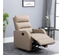 HOMCOM Sillón Relax Reclinable Manual hasta 160° 65x89x100 cm Marrón Claro | Sillón Relax, Tapizado en PU, Reposapiés Retráctil, Acolchado Grueso, Butaca Reclinable, Para Salón, Dormitorio