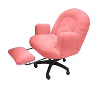 Sillon Relax Reclinable Tejidos de Algodón y Lino 3 Niveles de Ajuste del Respaldo Rotación de 360° Poltrona para Salón Dormitorio Balcón(Pink)