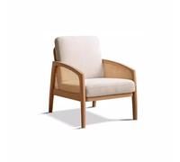 Sillón retro de madera maciza, cómodo sofá individual tapizado de 26 pulgadas, color blanco leche, silla de ocio para dormitorio, sofá pequeño para sala de estar, muebles elegantes