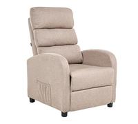 Sillón Retro reclinable Respaldo Ajustable reposapiés tapizado Tela Gris Pardo Otus