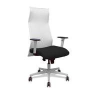 Sillón Sahuco blanco bali negro brazos blancos base blanca ruedas parqué 65mm