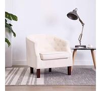 Sillón Sofá Elegante para Decoración de Hogar - Patas de Madera, Asiento Cómodo en Tela de Poliéster, Diseño Atractivo, Beige, 65 x 64 x 65 cm