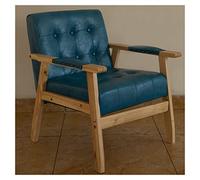 Sillón tapizado de cuero moderno de mediados de siglo con diseño de respaldo de botón para sala de estar, comedor, dormitorio o área de recepción, color verde/azul. Opciones de tamaño disponibles