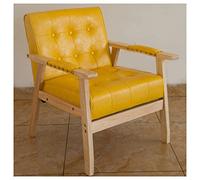 Sillón tapizado de cuero moderno de mediados de siglo con reposabrazos para sala de estar y comedor, silla decorativa verde con respaldo de ala para dormitorio y recepción (tamaño amarillo)