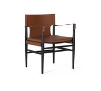 Sillón tapizado en polipiel y madera de fresno marrón 80x57x52