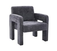 Sillón tapizado minimalista de chenilla, núcleo de espuma, reposabrazos, marco de cuatro patas, silla de lectura, silla de relax, salón, dormitorio, oficina, recepción, estilo nórdico, muebles de